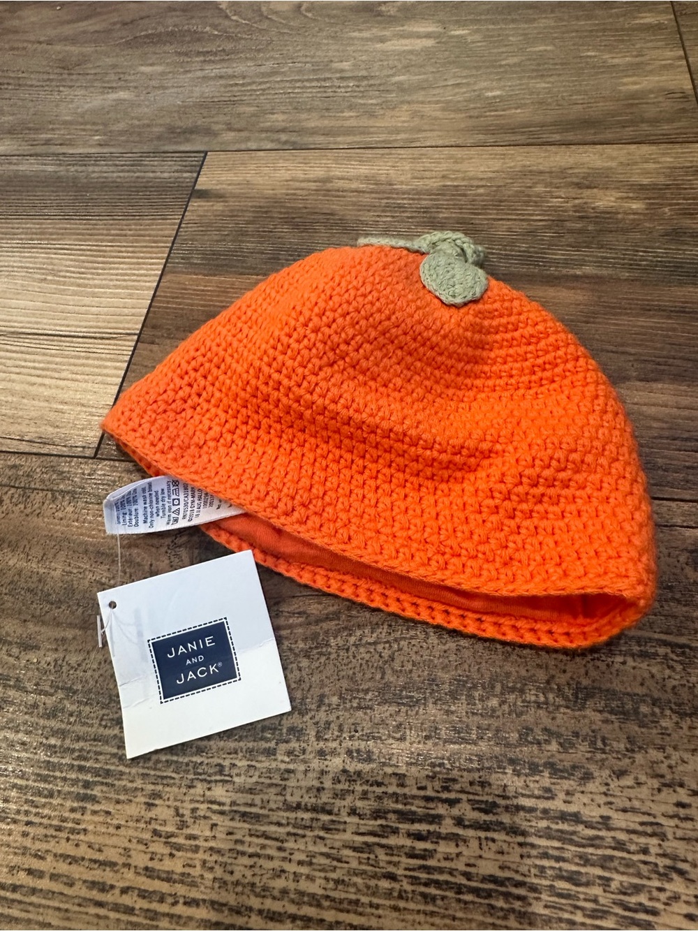 Janie and Jack Orange Unisex Baby Pumpkin Beanie 6-12 Months